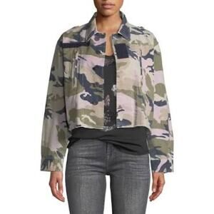 ZADIG & VOLTAIRE LAVENDER MAUVE & BLUE CAMO CAMOUFLAGE CROP JACKET